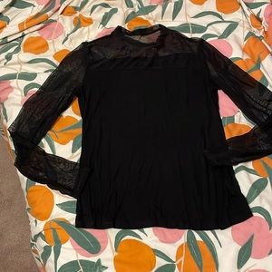 Black Mock-neck Sheer Top